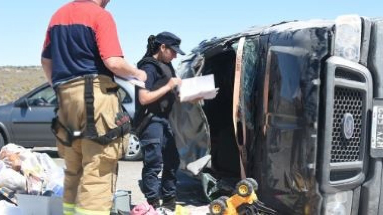 Vuelco con heridos en la doble trocha entre Trelew y Madryn