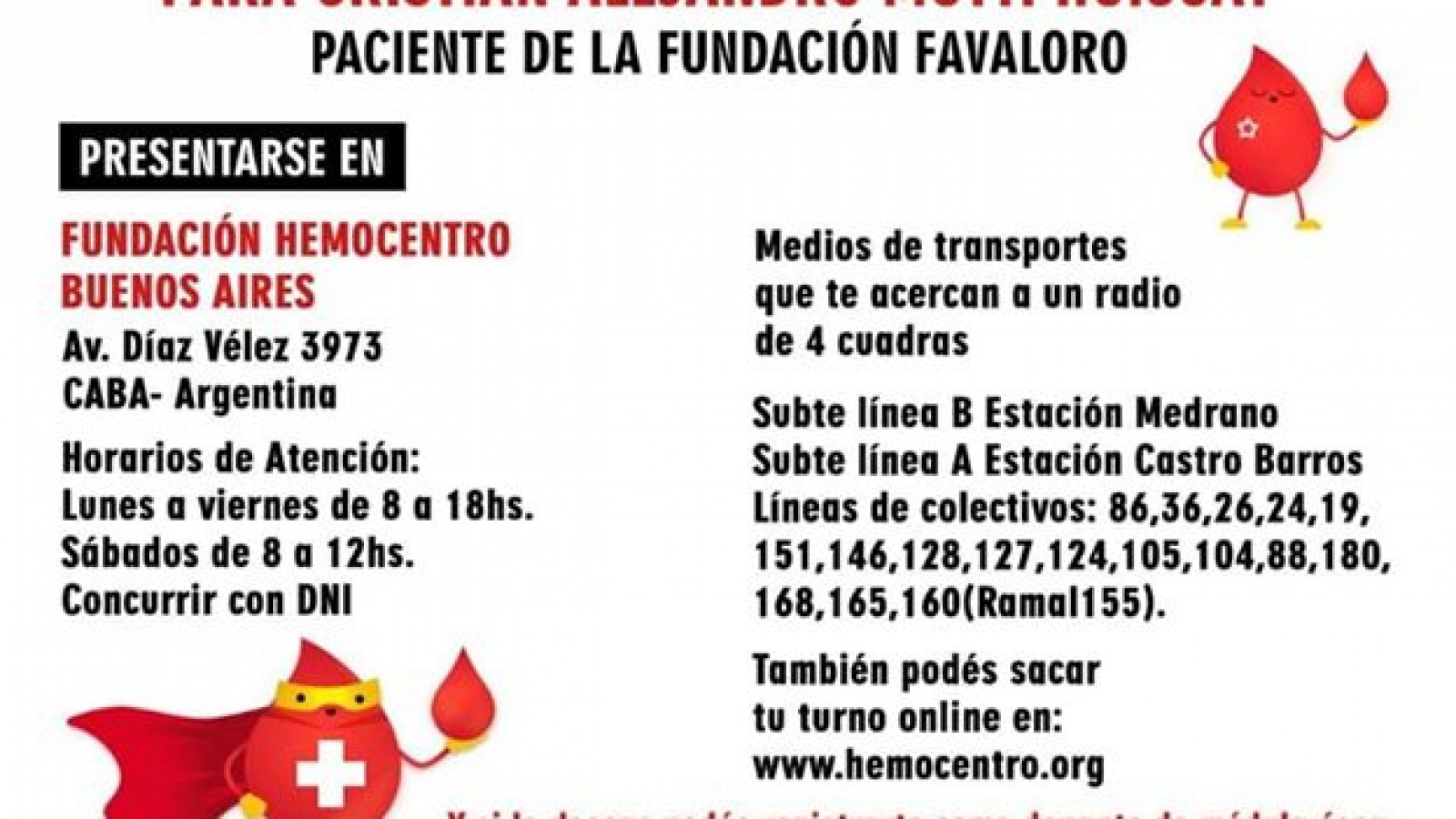 Piden donantes de sangre y plaquetas para Cristian Mutti, truncadense internado en Buenos Aires