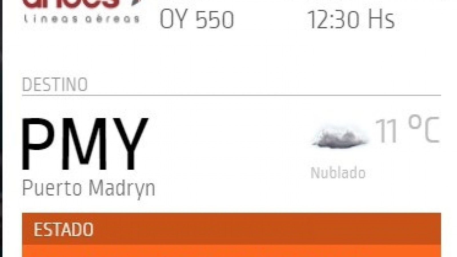 Otra vez cancelaron un vuelo de Andes a Puerto Madryn