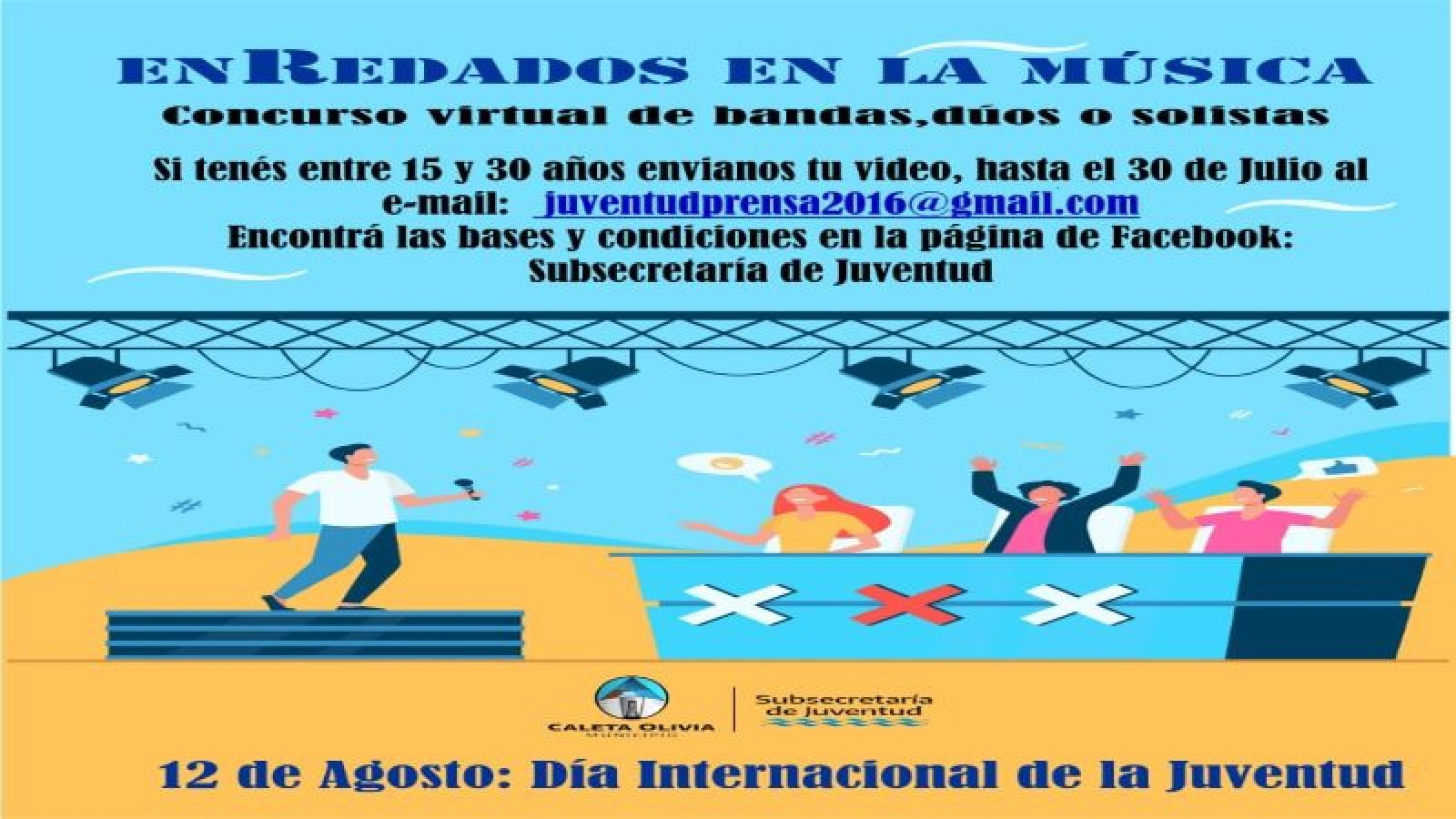 La Subsecretaría de la Juventud de Caleta Olivia invita a participar del concurso “Enredados en la Música"