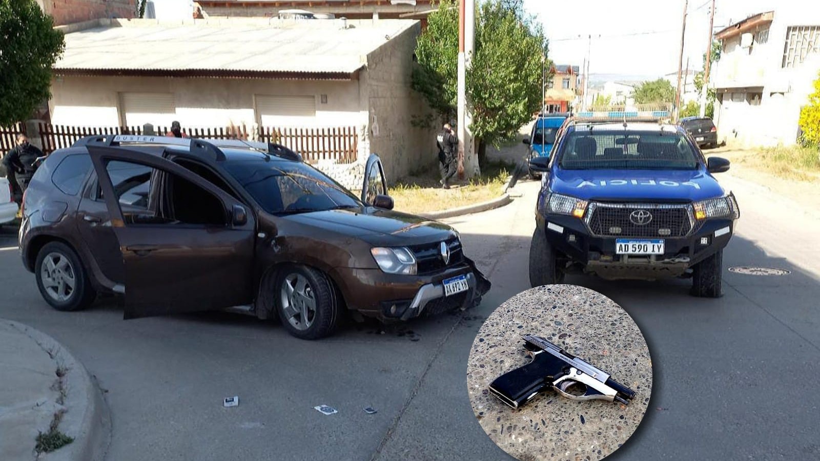 Caleta Olivia: efectuaban disparos y lograron detenerlos, en la requisa les hallaron droga