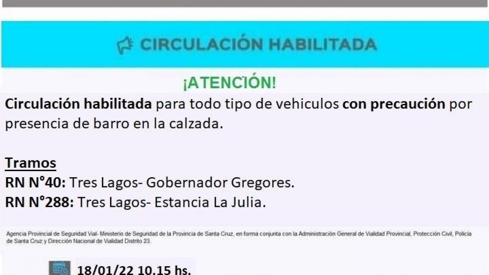 Reabren el tránsito, en la zona centro de Santa Cruz, de las rutas 40 y 288