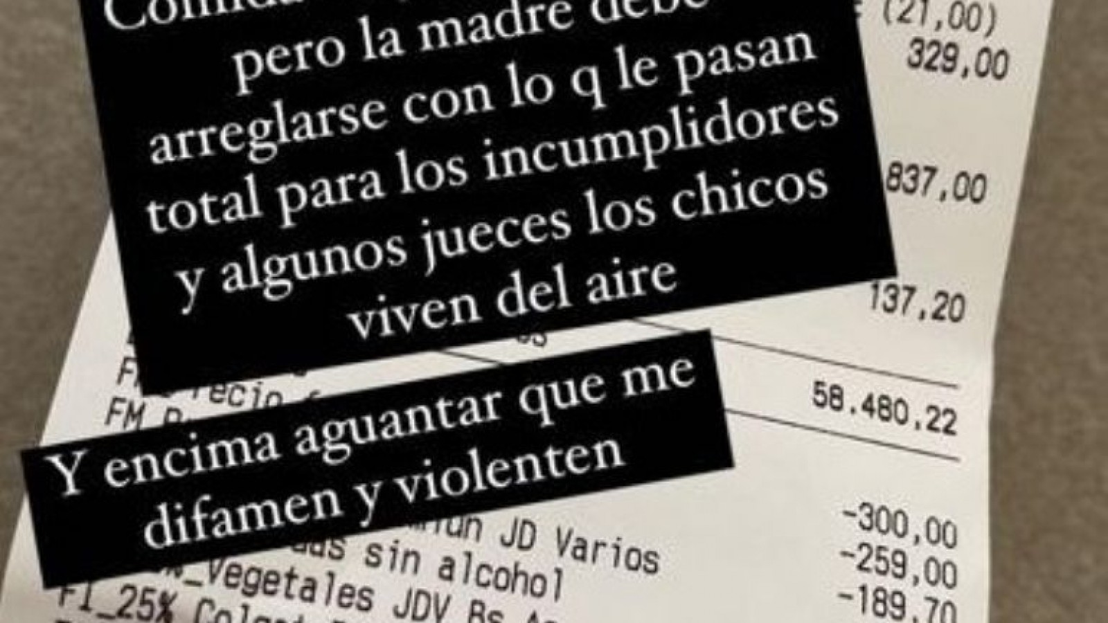 Cinthia Fernández se quejó porque lo que le pasa Defederico no le alcanza para el supermercado