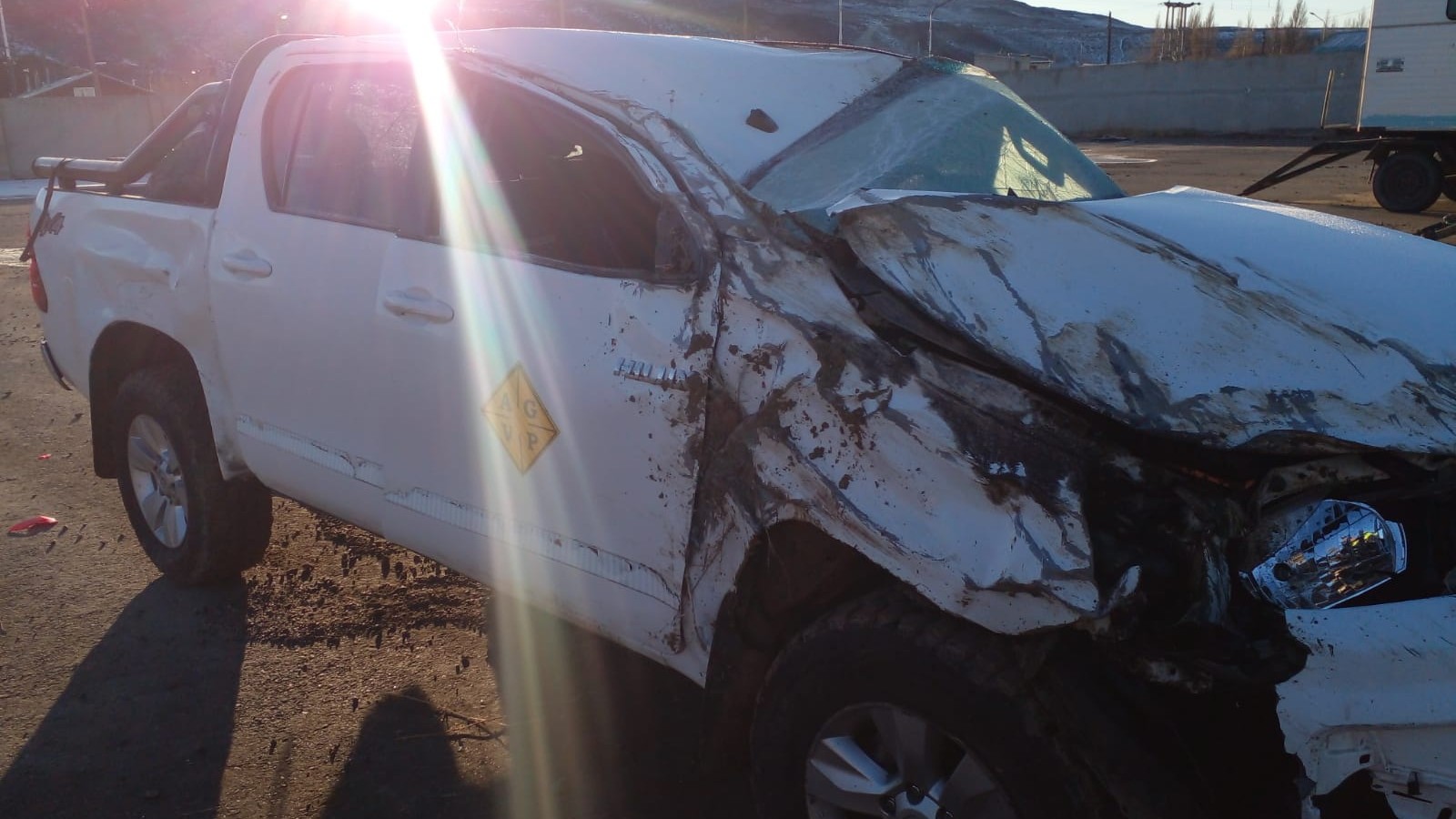 Así quedó la camioneta de vialidad