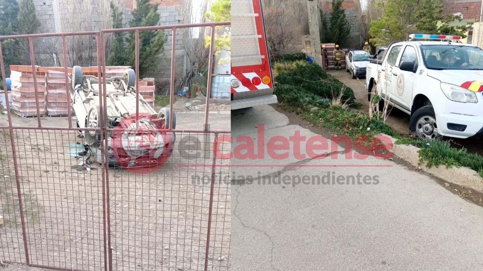 Insólito: Un vecino de Caleta Olivia se despertó y encontró un auto volcado en su patio