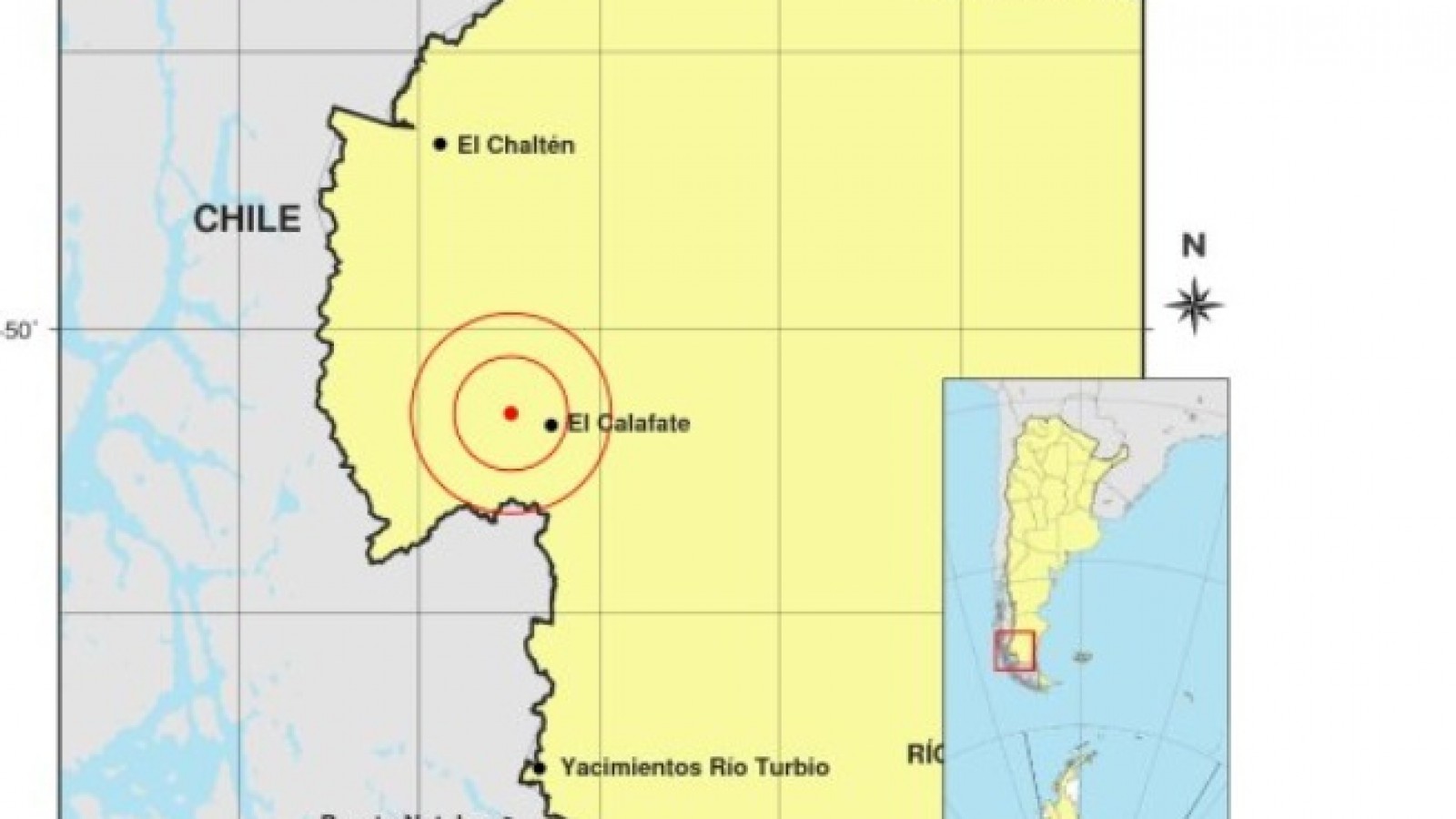 Epicentro del sismo, según informó INPRES