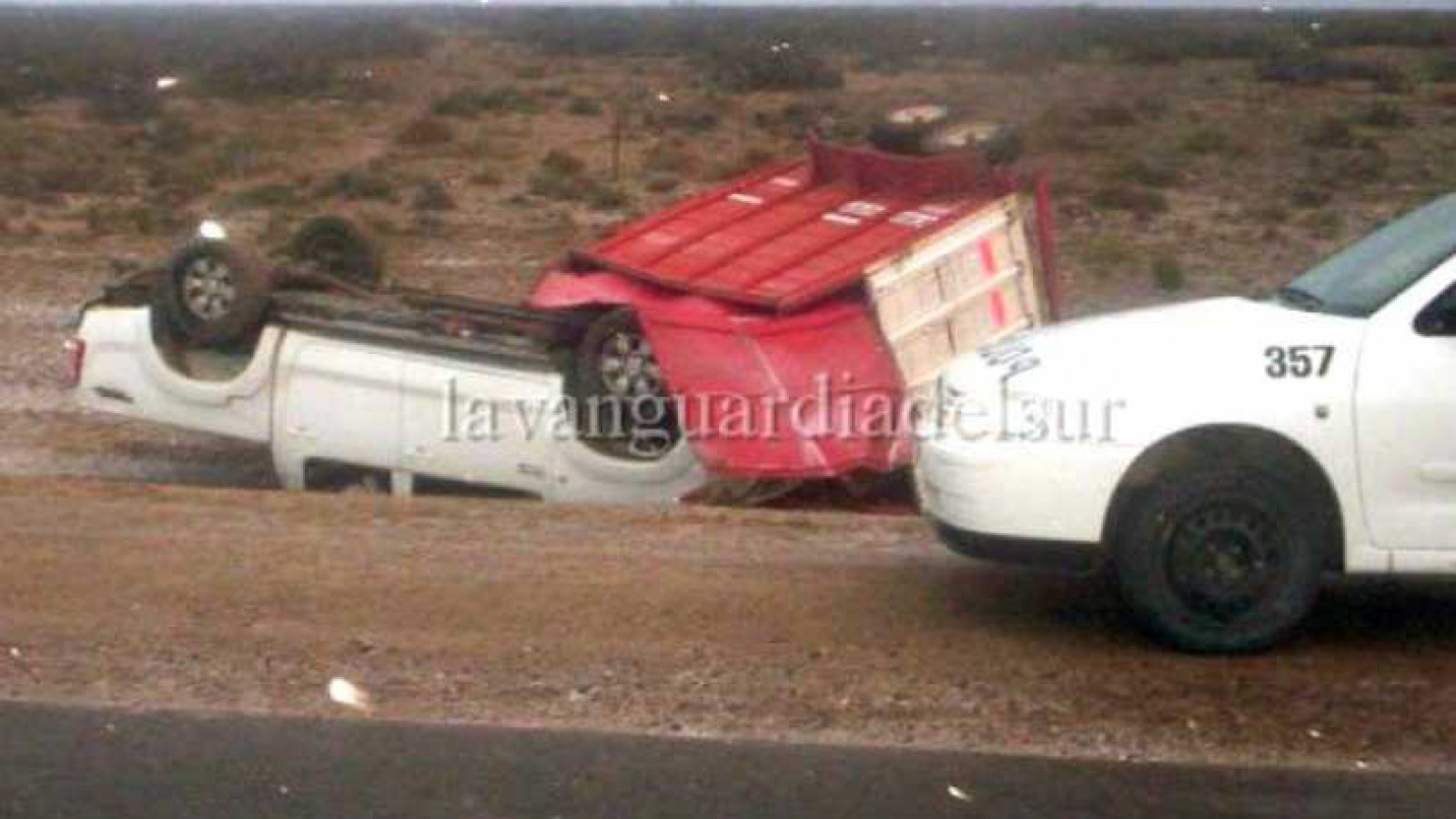 Volcó una Toyota Hilux en la ruta 3 por escarcha