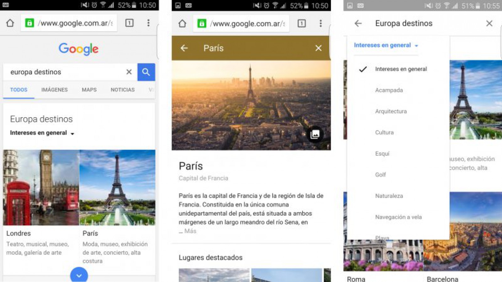 Google Destinos o cómo planificar todas las vacaciones desde el celular